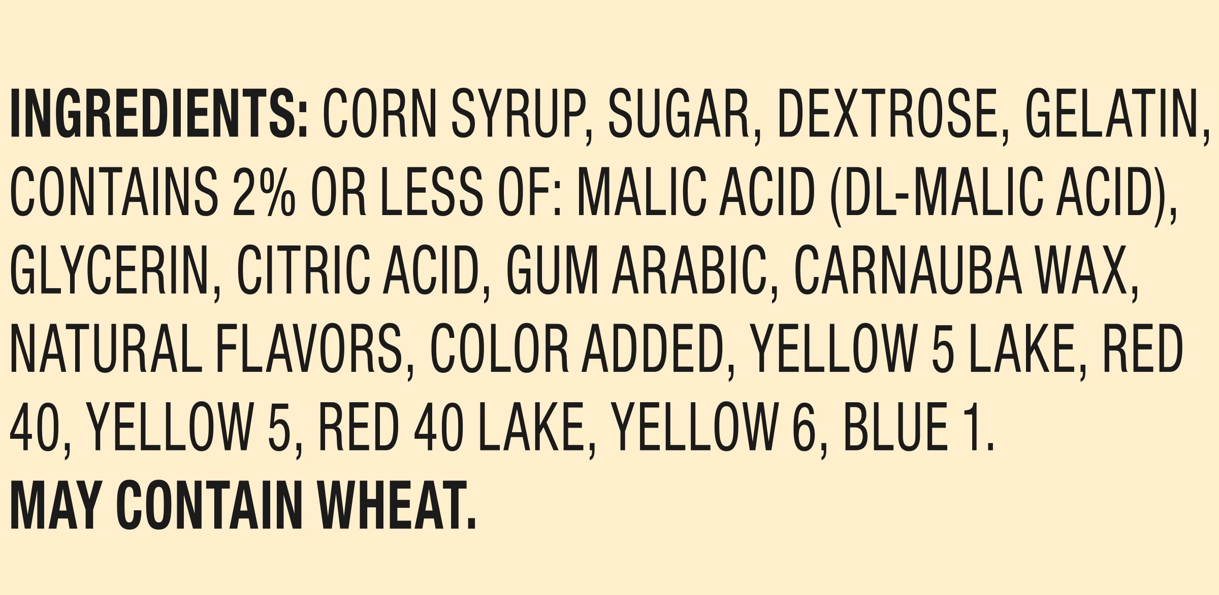 Ingredients and nutrition popup card